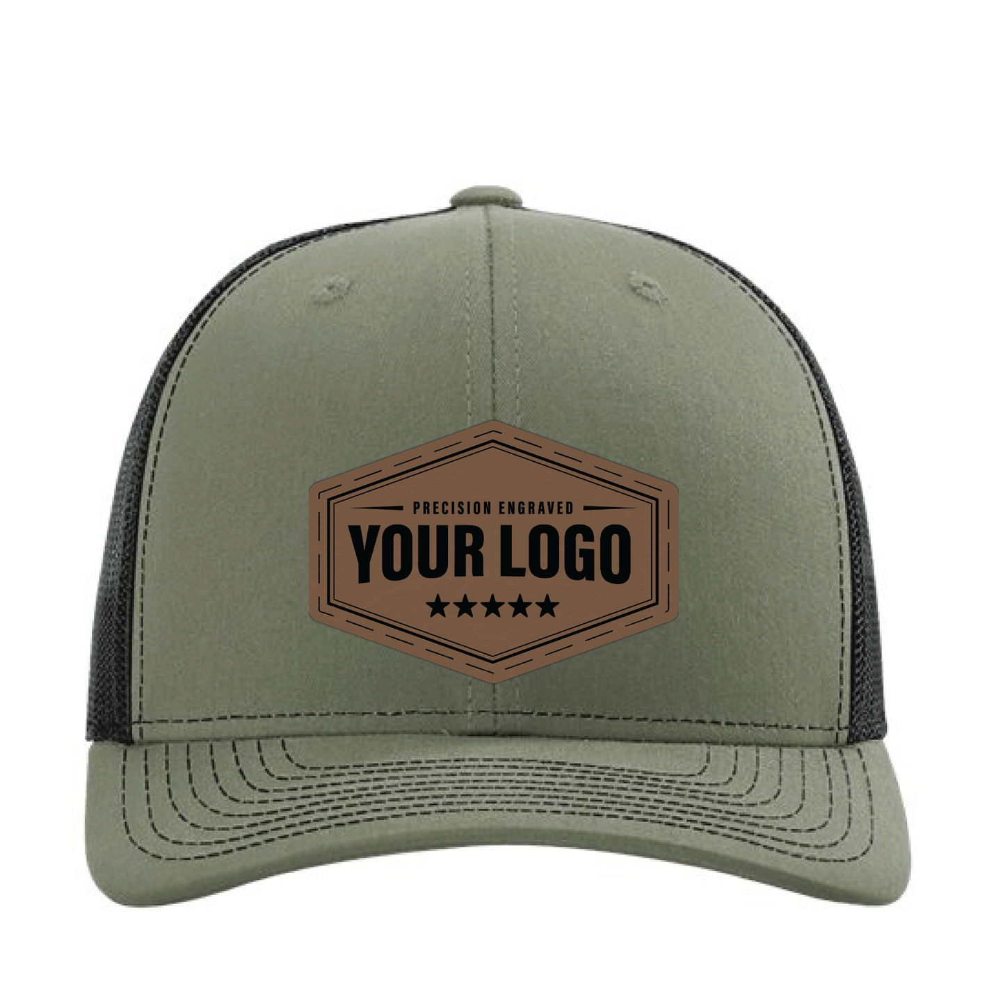 Custom Leather Patch Richardson 112 Trucker Hat